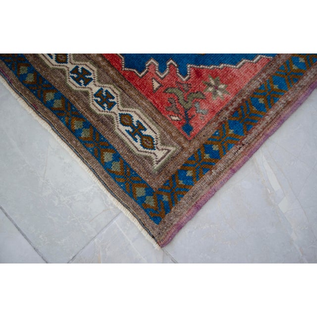 Navy Blue 1970s Hand Knotted Small Oushak Rug Mini Rug Mat - 1'10" X 3'5" For Sale - Image 8 of 14