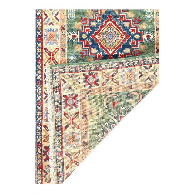 Traditional Pasargad DC Fine Hand Knotted Kazak Runner Rug For Sale - Image 3 of 4