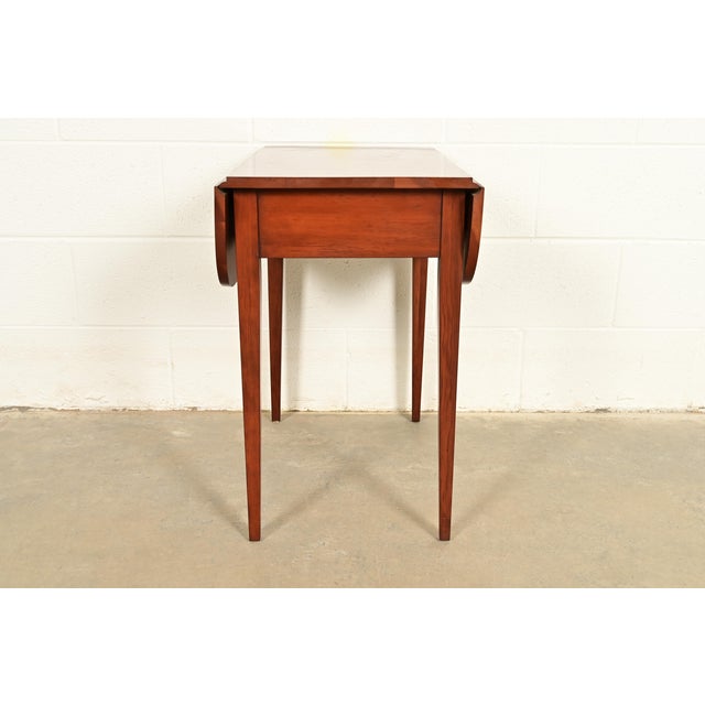 Henkel Harris Georgian Solid Cherry Wood Drop Leaf Pembroke Side Table For Sale - Image 13 of 15