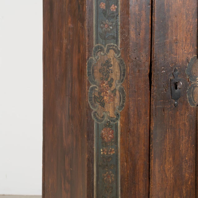 1833 Original Hand-Painted Pine One-Door Armoire For Sale - Image 12 of 15