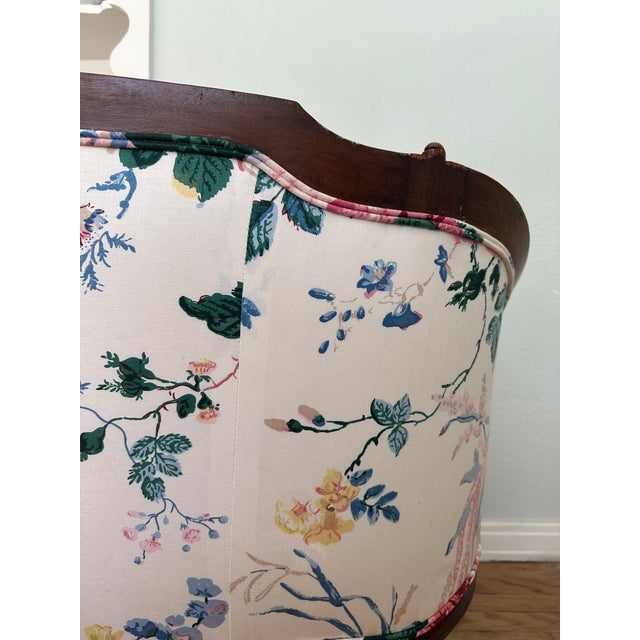 Vintage Settee Upholstered in Lee Jofa Floral Bouquet For Sale - Image 11 of 12