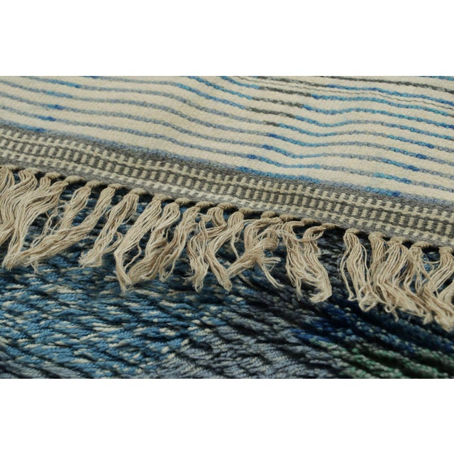 Gray Vintage Swedish Rug in Blue and Gray With Geometric Pattern | Rug & Kilim For Sale - Image 8 of 8