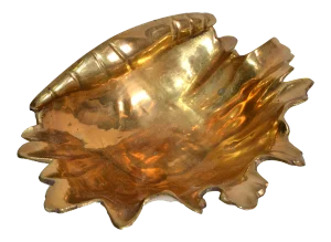 Hollywood Regency Bronze Footed Nautical Seashell Catchall, Bowl, Raymor, Italy