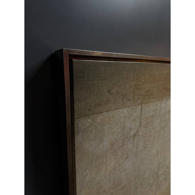 Circa: 2016, Framed wrapped canvas, giclee. By James Mcallen. Titled: " Serene View IV". colors of warm earth tones of...