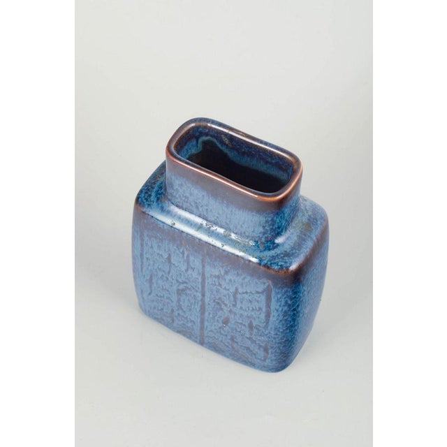 Carl-Harry Stålhane for Rörstrand Stoneware vase, mid-20th century. Rectangular stoneware vase with softly rounded edges...
