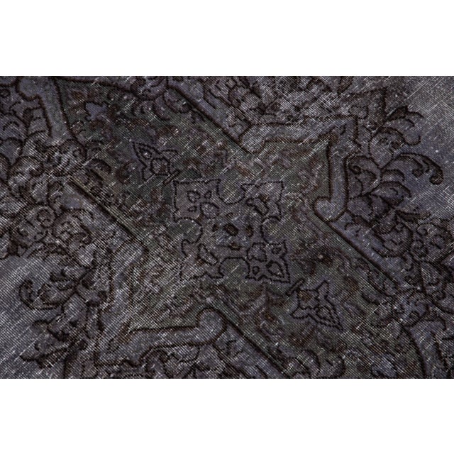 Vintage Persian Overdyed Handmade Medallion Gray Wool Rug For Sale - Image 9 of 11