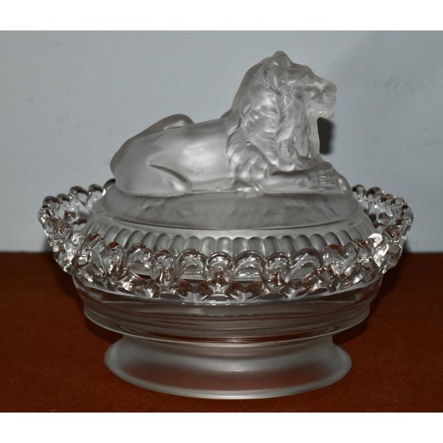 Vintage Lion Covered Candy Dish Imperial Glass Frosted Atterbury For Sale - Image 10 of 12