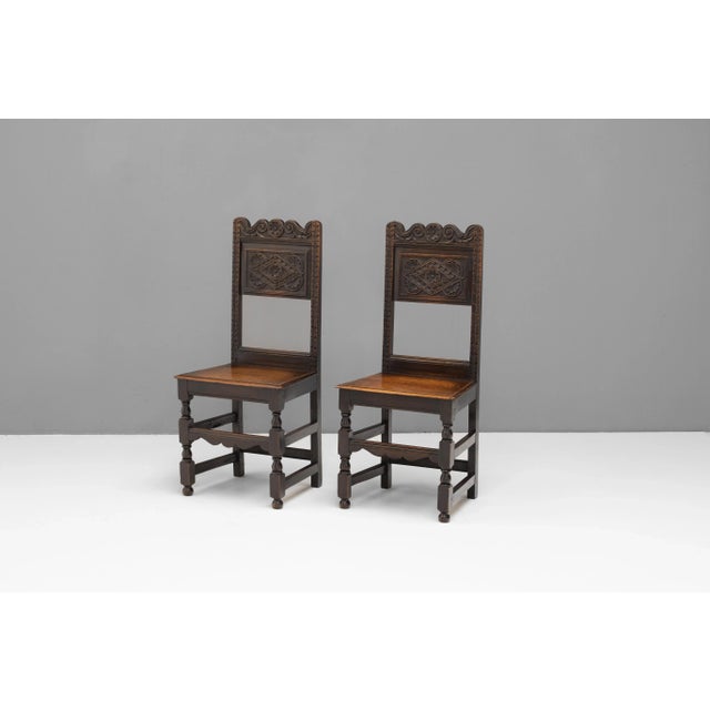Oak Hall Chairs, 1930s, Set of 2 For Sale - Image 3 of 10