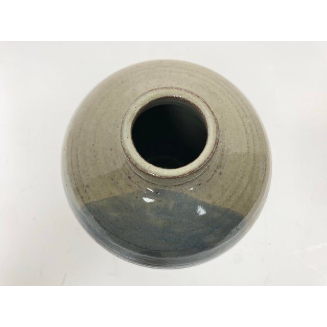 Ceramic Signed Glazed Pottery Vase in Asian Style Dated 1976 For Sale - Image 7 of 12