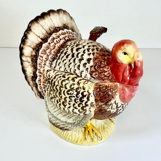 Ceramic 1970s Vintage Americana Boho Chic Arts & Crafts Turkey Soup Tureen With Ladle For Sale - Image 7 of 18