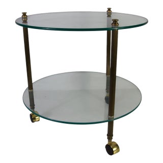 French Brass and Glass Bar Cart, 1950s For Sale