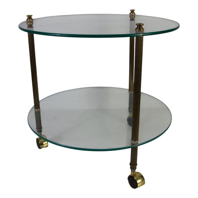 French Brass and Glass Bar Cart, 1950s For Sale