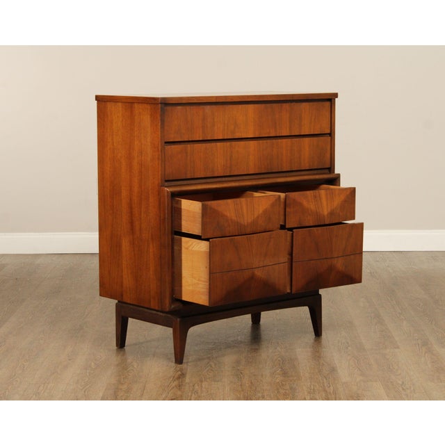 United Furniture Mid Century Modern Walnut High Chest For Sale - Image 10 of 18