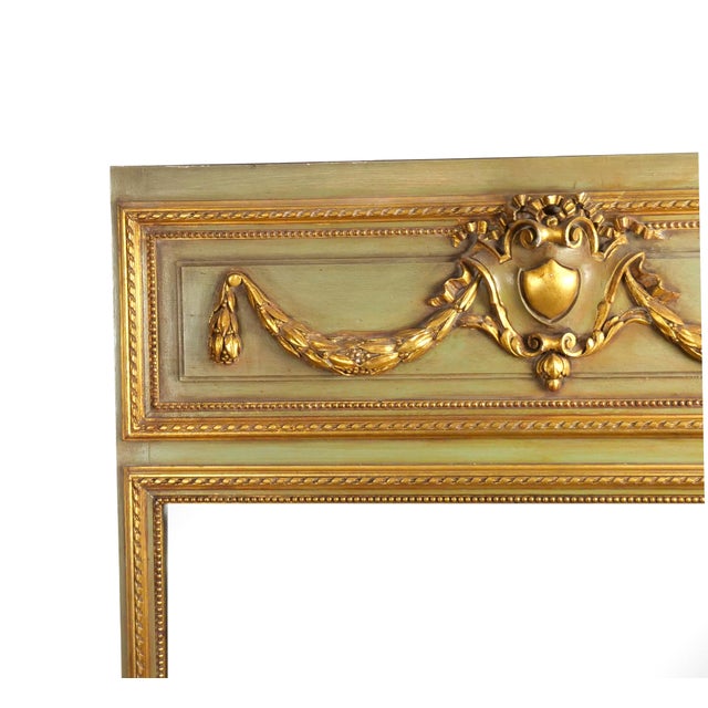 Antique French Louis XVI-Style Gilt-Wood Painted Pier Mirror, Late 19th Century For Sale - Image 4 of 10
