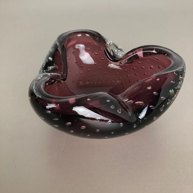 Purple Large Murano Bubble Glass Bowl or Ashtray, Italy, 1970s For Sale - Image 8 of 18