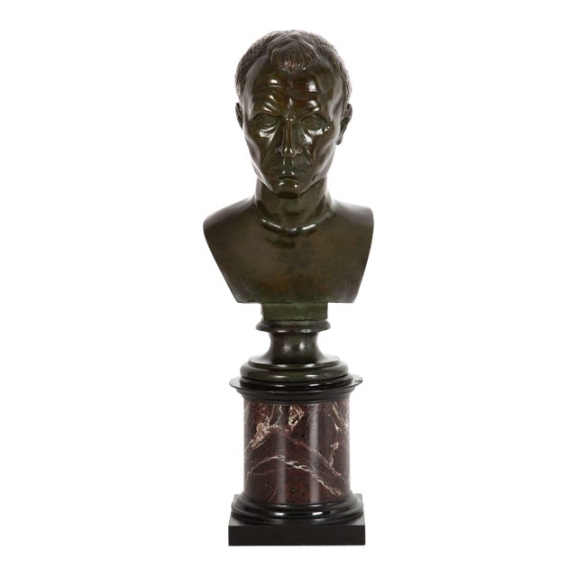 Italian Grand Tour Antique Bronze Sculpture, Bust of Julius Caesar For Sale