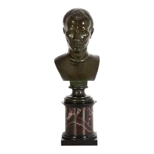 Italian Grand Tour Antique Bronze Sculpture, Bust of Julius Caesar