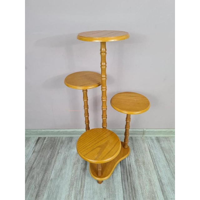 Wooden Standing Flower Stand, 1970s For Sale - Image 4 of 8