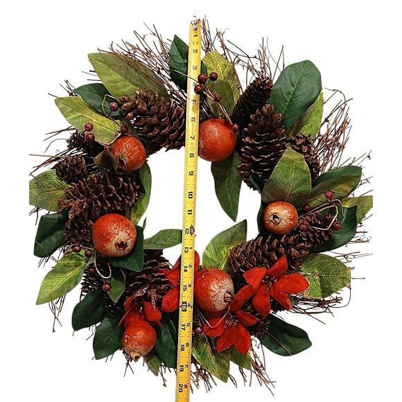 Pomegranate Winter Door Wreath Beautiful Realistic Holiday Christmas Arrangement For Sale - Image 16 of 16