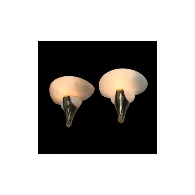 Mid-Century Modern Half Moon Alabaster Wall Lamps from Mariner Spain, 1970s, Set of 2 For Sale - Image 3 of 7