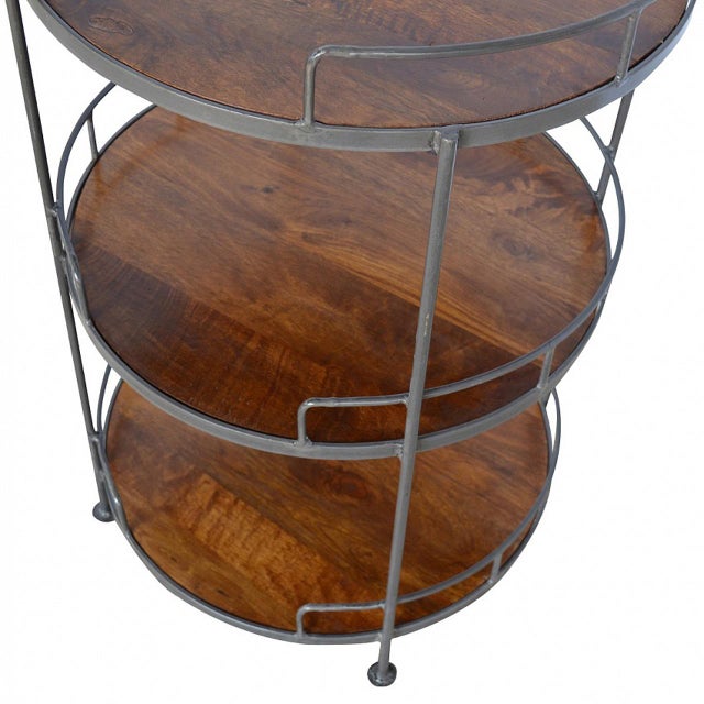Three Tier Industrial Round Shelf With Metal Frame For Sale In Philadelphia - Image 6 of 8