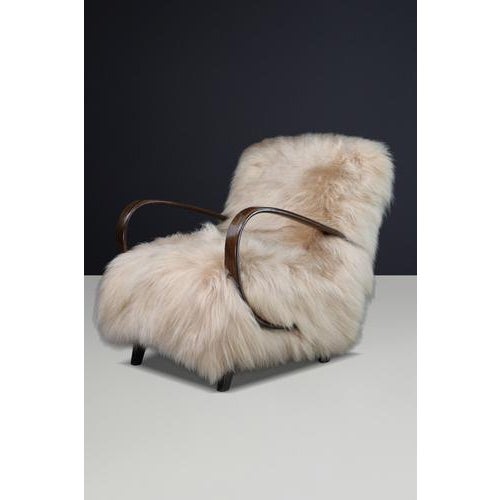 Lounge Chairs in Icelandic Sheepskin from Jindřich Halabala, 1940s, Set of 2 For Sale - Image 11 of 18