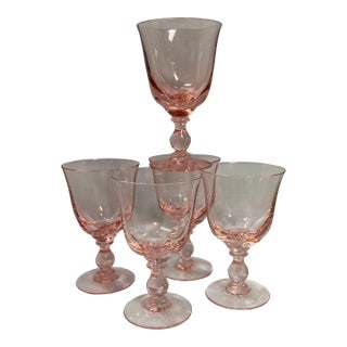Pink Tiffin-Franciscan Canterbury II Water Goblets - Set of 5 For Sale