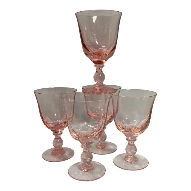 Pink Tiffin-Franciscan Canterbury II Water Goblets - Set of 5 For Sale