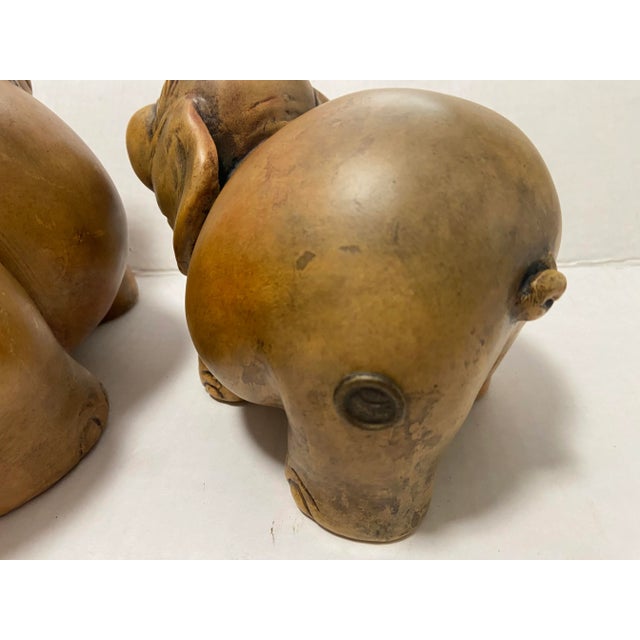 Brown Mid-Century Sarreid Ceramic Elephant Sculpture a Pair For Sale - Image 8 of 12