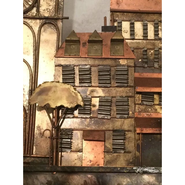Metal Curtis Jere Sculpture of a Church With Village For Sale - Image 7 of 12