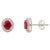 Not Yet Made - Made To Order 14k Gold Classic Oval Cut Ruby & Diamond Halo Stud Earrings for Her- A Pair For Sale - Image 5 of 12