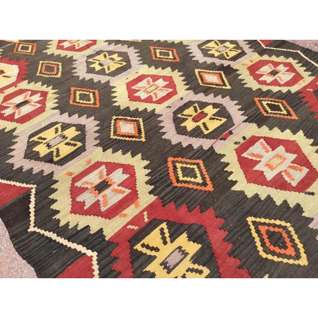 1960s Vintage Turkish Kilim Rug - 68.5" X 110" For Sale - Image 5 of 9