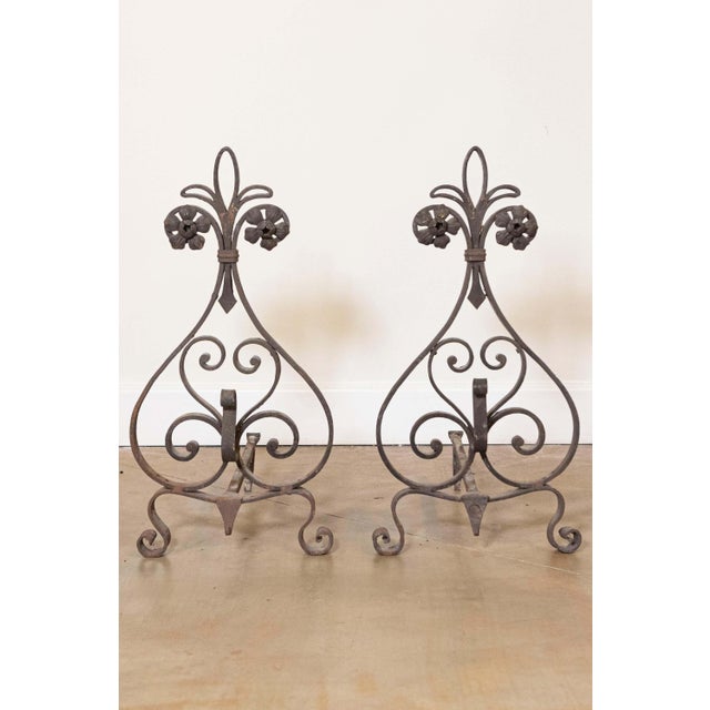French Pair Of 19th Century French Andirons Circa 1860 For Sale - Image 3 of 6