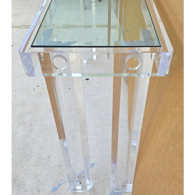 Vintage 1970s Mid-Century Modern Lucite Console Sofa Table For Sale - Image 12 of 13