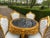 1970s Italian Baroque Gold Marble Leather Dining Set 5Pc For Sale - Image 6 of 18