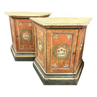 18th. C. Italian Painted Pair of Cabinets From Tuscany For Sale