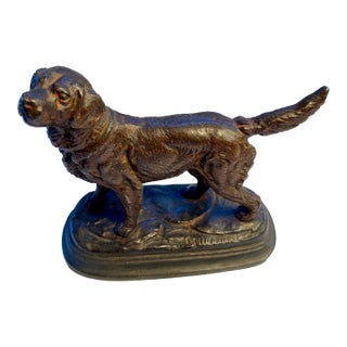 Vintage, French, Bronze Dog, Signed For Sale