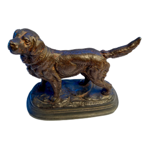 Vintage, French, Bronze Dog, Signed