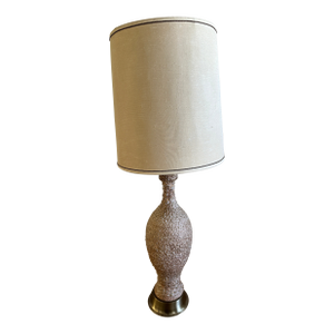 Large Mid-Century Volcanic Foam Glaze Ceramic Table Lamp With Gold Luster Highlights – 1960s–70s