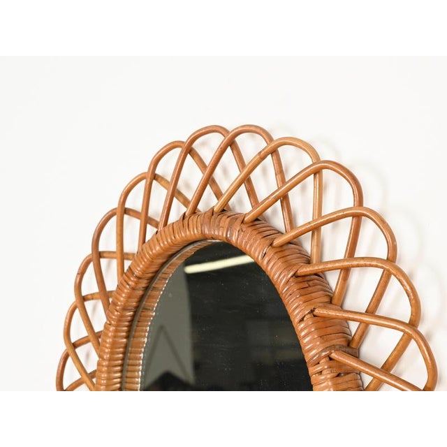 1970s Oval Mirror in Bamboo, Rattan and Wicker attributed to Franco Albini, Italy, 1970s For Sale - Image 5 of 12