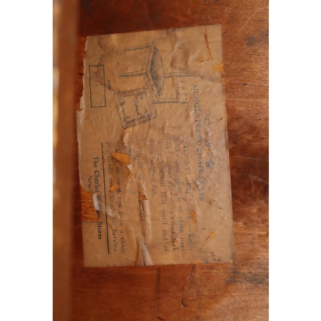 1910s Pair of Antique Charles William Stores Lyre-Back Chairs With Original Label & Removable Cushions For Sale - Image 9 of 11