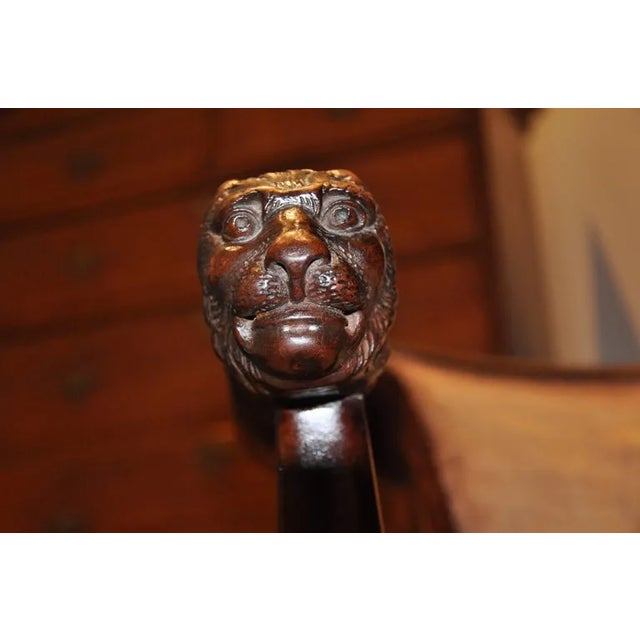 Period Russian Neoclassical Walnut Chairs With Lion Motif - a Pair For Sale - Image 4 of 10