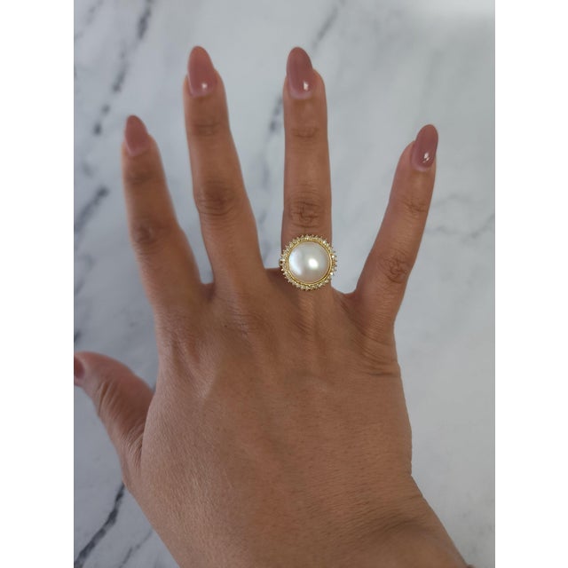 ♥ Product Summary ♥ Main Stone: Pearl & Diamond Approx. Diamond Carat Weight: .50cttw Band Material: 14k Yellow Gold White...