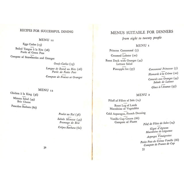 "Elsie De Wolfe's Recipes for Successful Dining" 1934 De Wolfe, Elsie (Lady Mendl) For Sale - Image 4 of 9