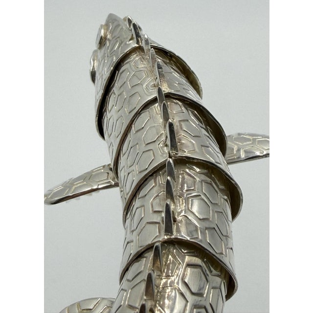 Emilia Castillo Articulated Silver-Plated Brass Lizard Sculpture, Mexico 1980's For Sale - Image 15 of 18