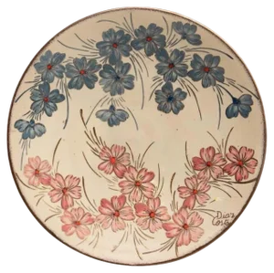 Catalan Hand-Painted Ceramic Plate by Diaz Costa, 1960s