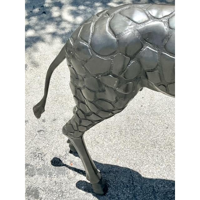 Vintage Boho Monumental Patinated Bronze Giraffe Sculpture For Sale - Image 10 of 11