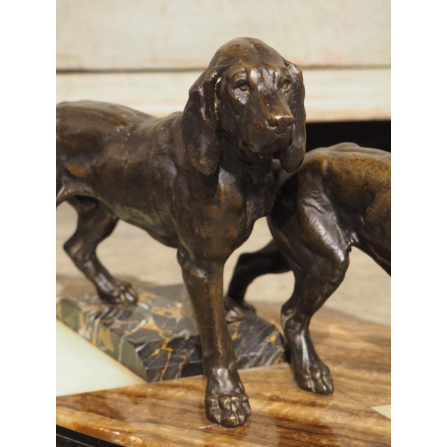 A French 1930s Hunting Dog Group on Marble Base For Sale - Image 11 of 18