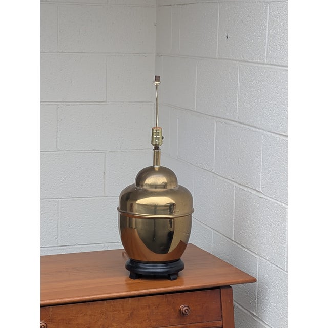 Metal Vintage Brass Ginger Jar Table Lamp For Sale - Image 7 of 7