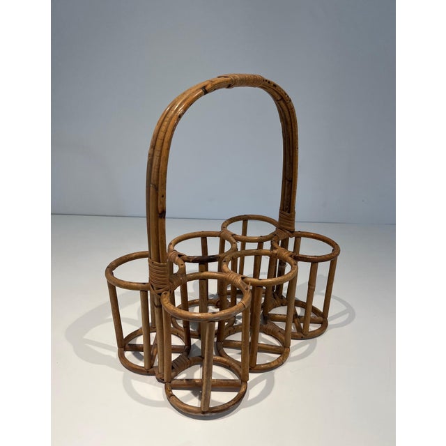 Wood Rattan bottle holder. French work. Circa 1950 For Sale - Image 7 of 12